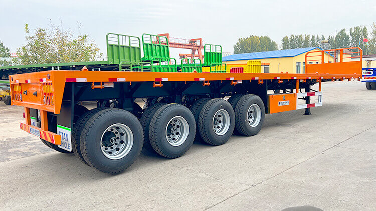 4 Axle Flatbed Container Trailer with Front Wall for Sale in Rwanda