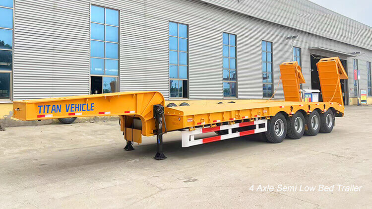 100t 4 Axle Hydraulic Lowbed Trailer for Sale in Rwanda