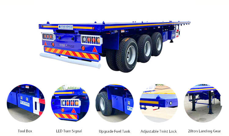 Tri Axle Flatbed Trailer Cost | 40 Ft Flatbed Trailer for Sale in Rwanda