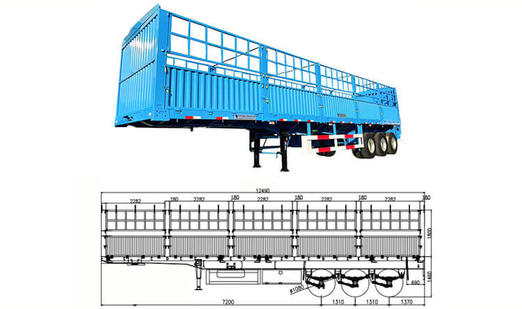 3 Axle 60 Ton Fence Semi Trailer | Fence Cargo Semi Trailer for Sale in Rwanda