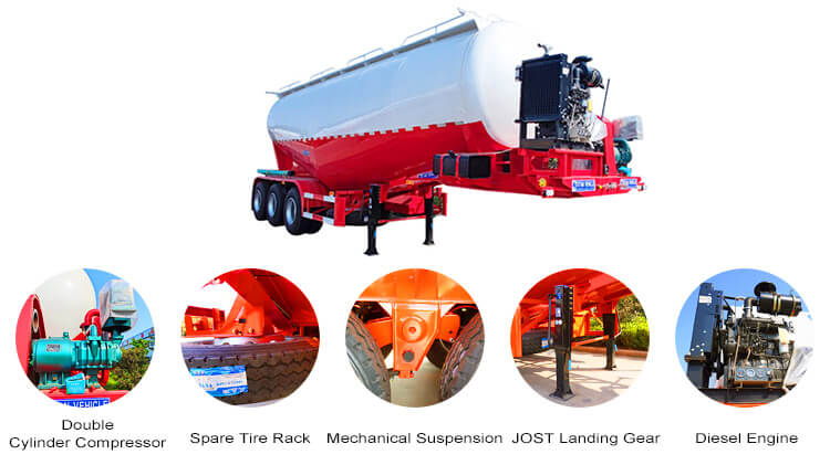 3 Axle Bulk Cement Semi Trailer | Bulk Cement Trailer for Sale in Rwanda