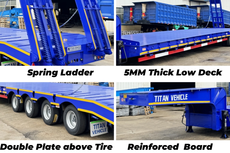 4 Axle 100 Ton Lowbed Semi Trailer Price in Rwanda