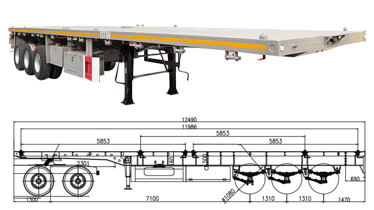 3 Axle 40 Feet Flatbed Tractor Truck Trailer for Sale in Burundi