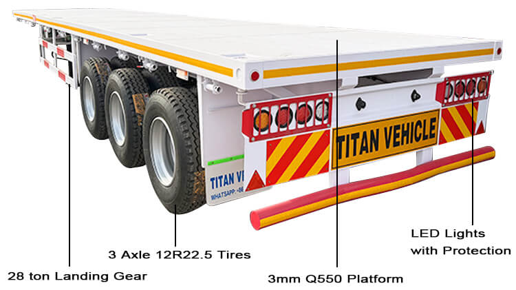 3 Axle 40 Ft Flatbed Semi Truck Trailer for Sale in Burundi