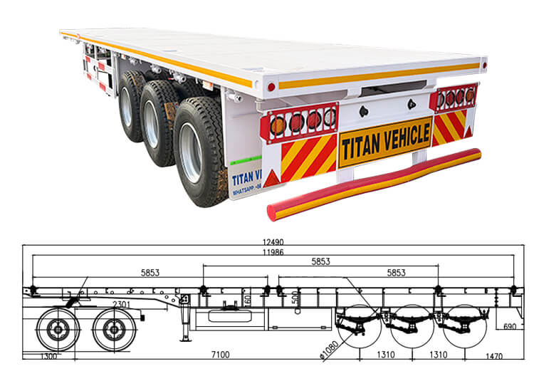 3 Axle 40 Ft Flatbed Semi Truck Trailer for Sale in Burundi
