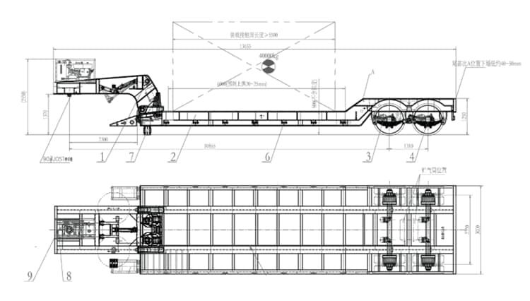 60 Ton Detachable Gooseneck Trailer for Sale in Rwanda